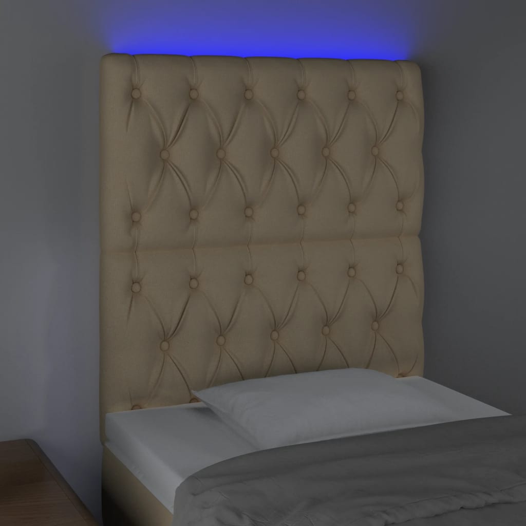 Hoofdbord Led Stof Kleurig 80 x 7 x 118/128 cm Crème