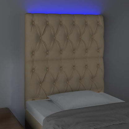 Hoofdbord Led Stof Kleurig 80 x 7 x 118/128 cm Crème