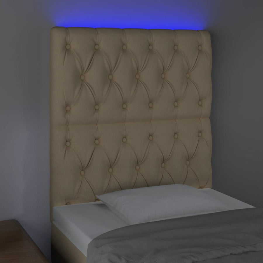 Hoofdbord Led Stof Kleurig 80 x 7 x 118/128 cm Crème