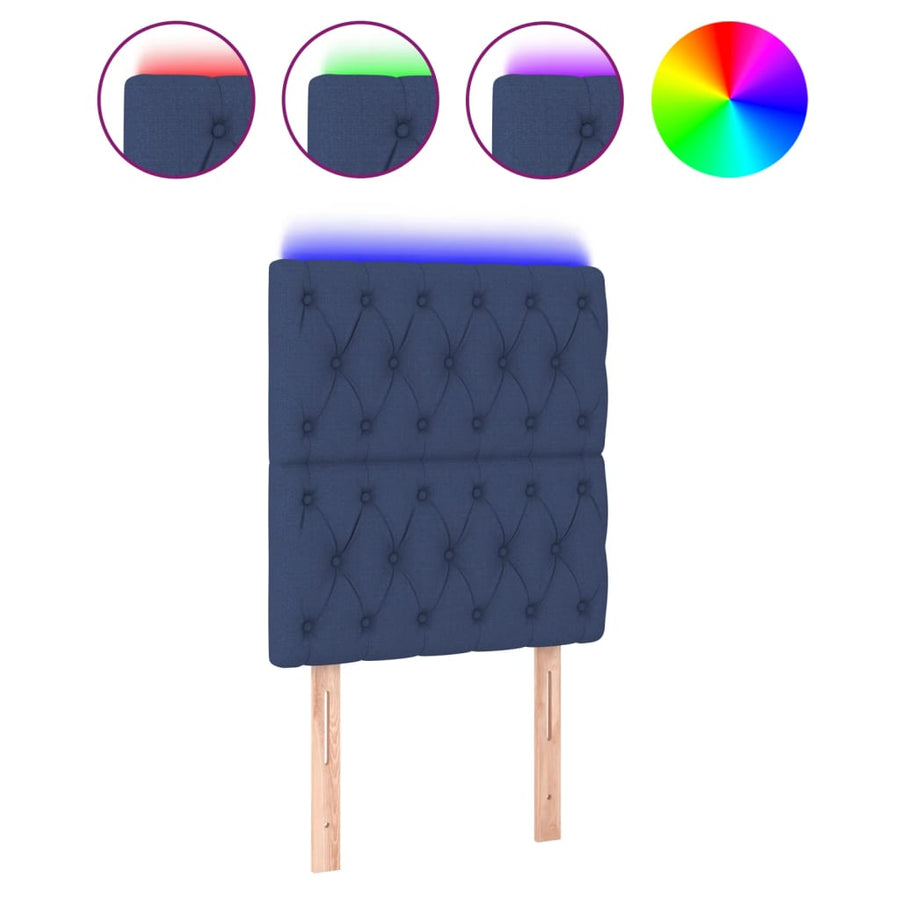 Hoofdbord Led Stof 80 x 7 x 118/128 cm Blauw