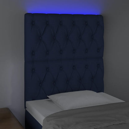 Hoofdbord Led Stof 80 x 7 x 118/128 cm Blauw
