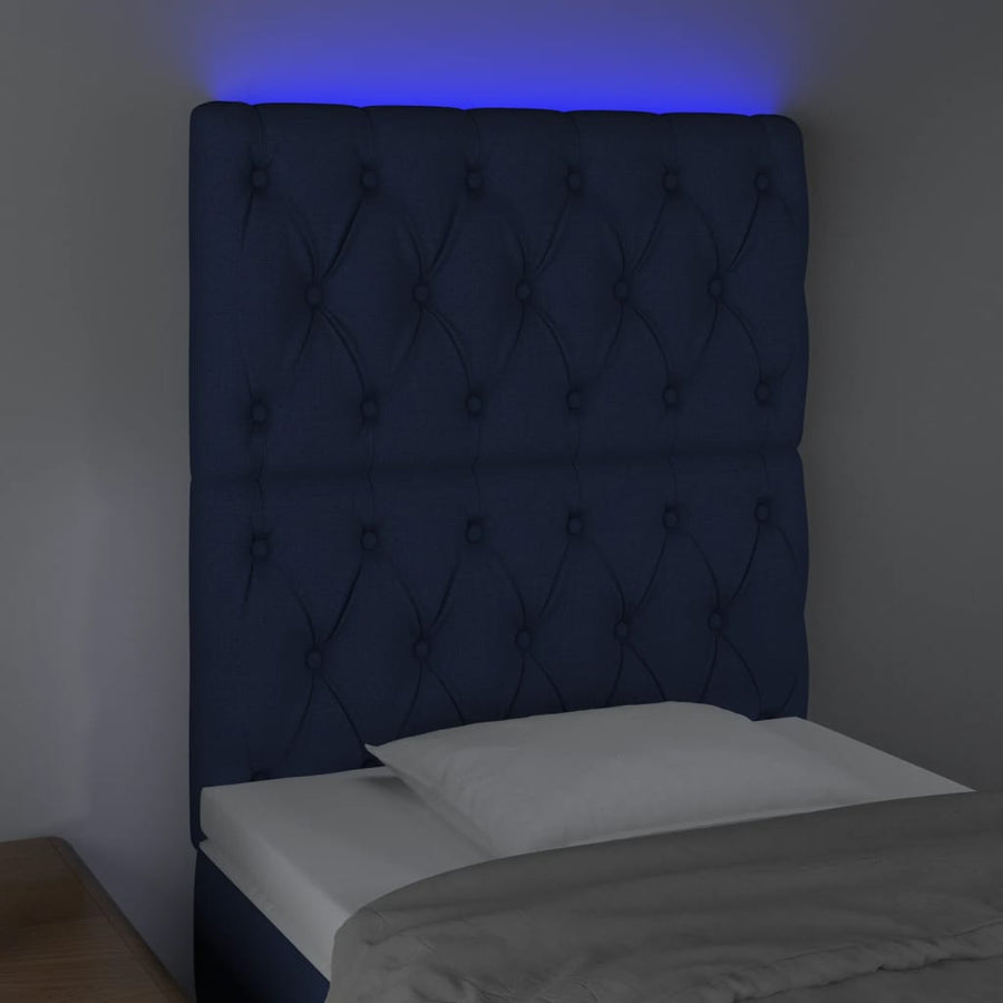 Hoofdbord Led Stof 80 x 7 x 118/128 cm Blauw