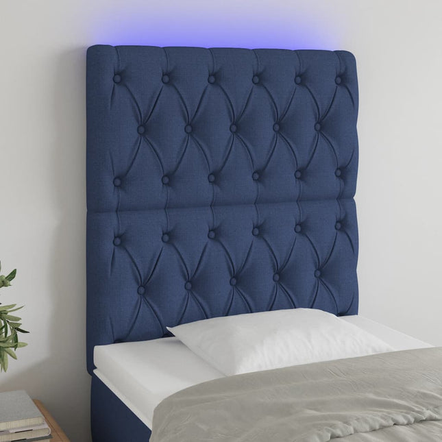 Hoofdbord Led Stof 80 x 7 x 118/128 cm Blauw