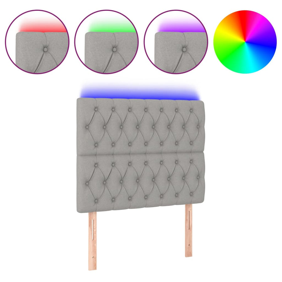 Hoofdbord Led Stof 90 x 7 x 118/128 cm Lichtgrijs