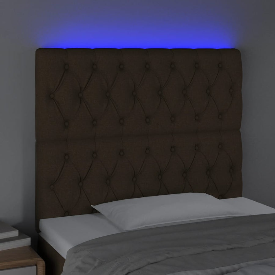 Hoofdbord Led Stof 90 x 7 x 118/128 cm Donkerbruin