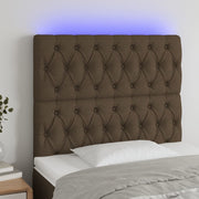 Hoofdbord 90x7x118/128 cm stof donkerbruin LED