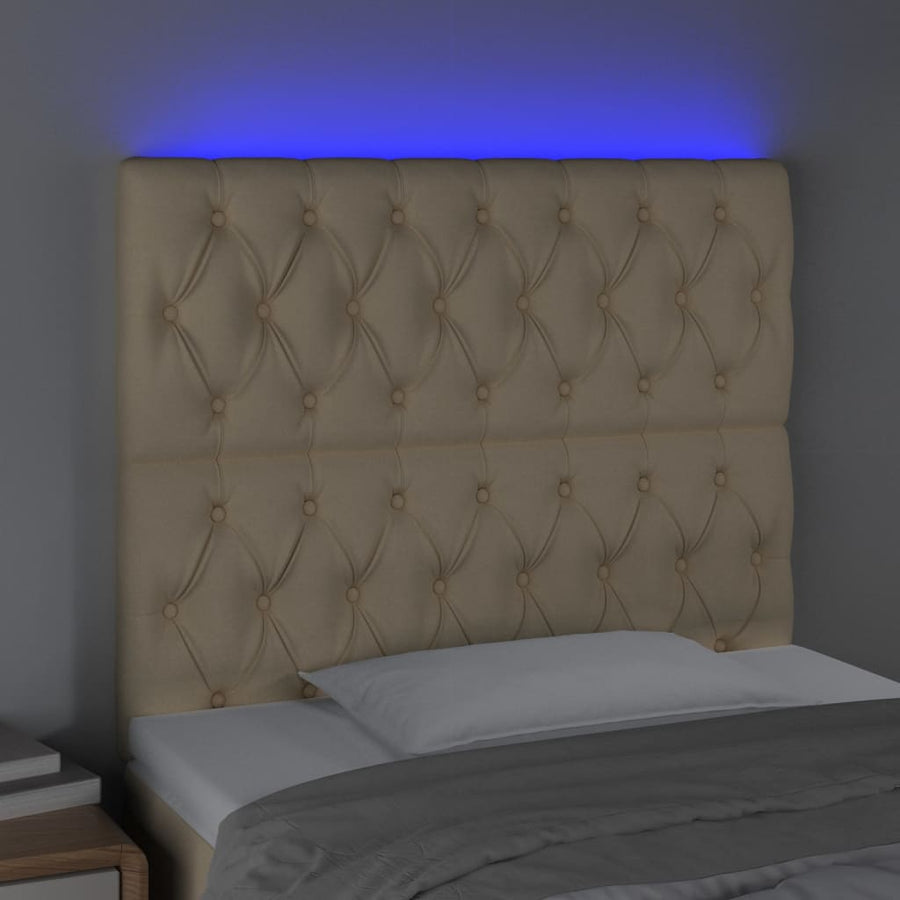Hoofdbord Led Stof Kleurig 90 x 7 x 118/128 cm Crème