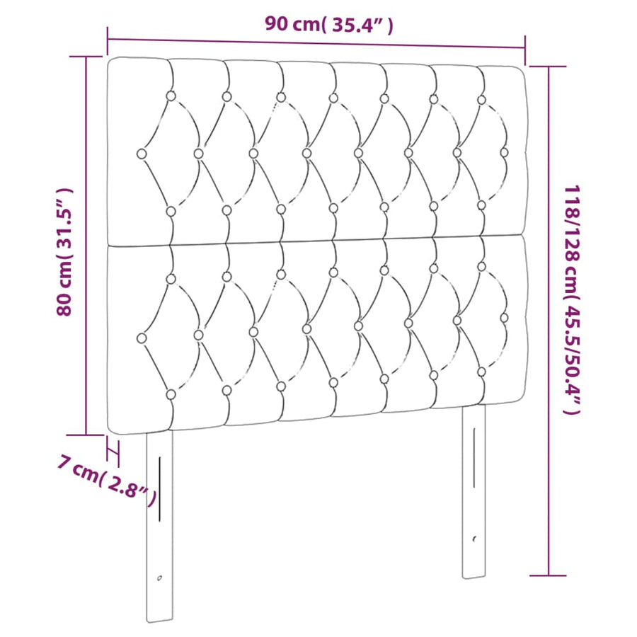 Hoofdbord Led Stof Kleurig 90 x 7 x 118/128 cm Crème