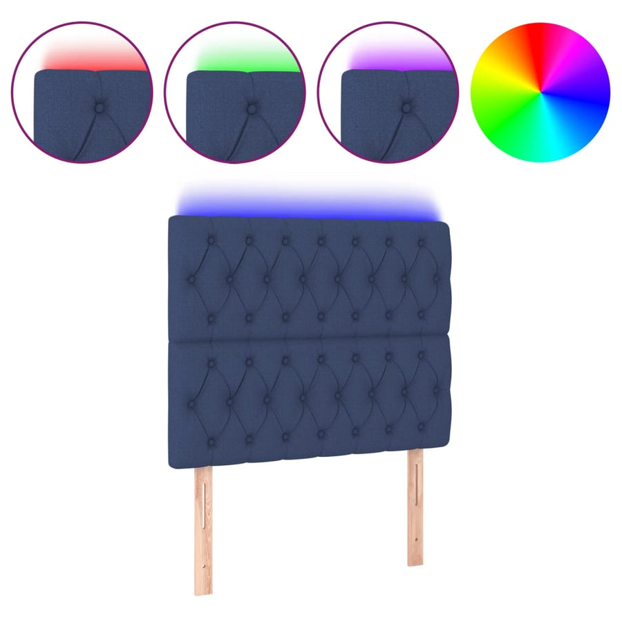 Hoofdbord Led Stof 90 x 7 x 118/128 cm Blauw