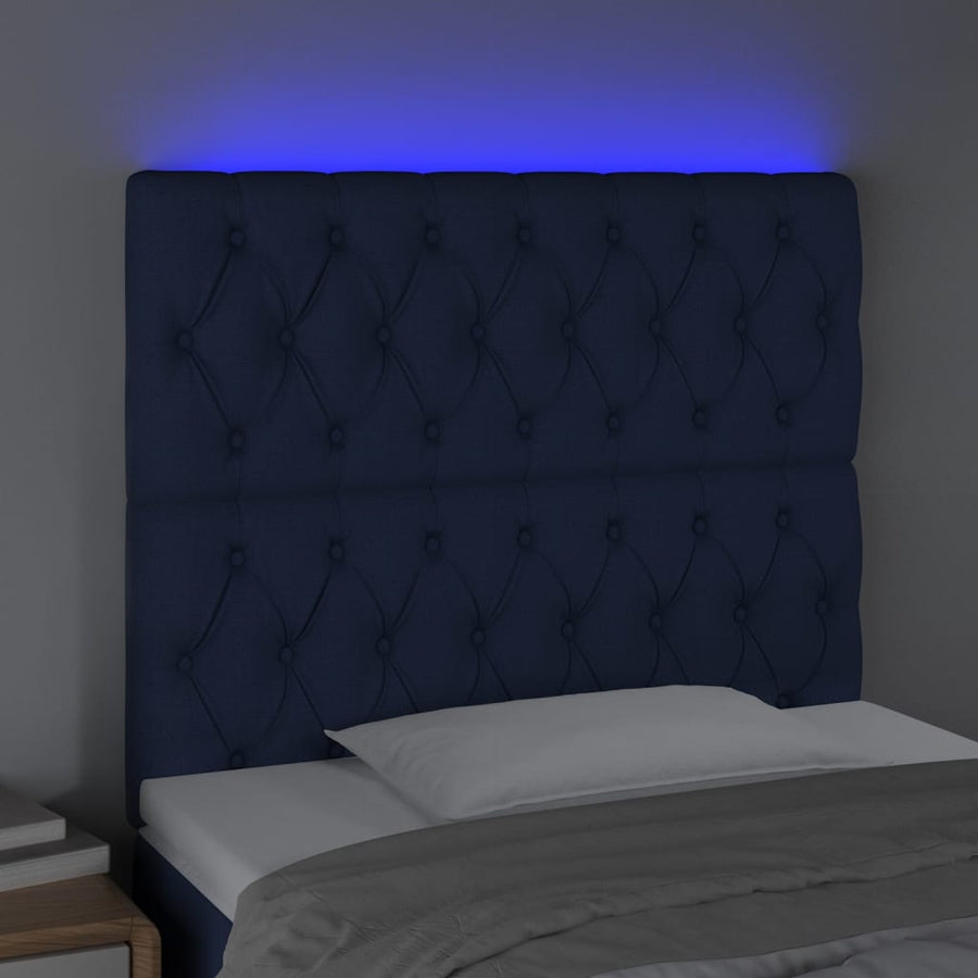 Hoofdbord Led Stof 90 x 7 x 118/128 cm Blauw