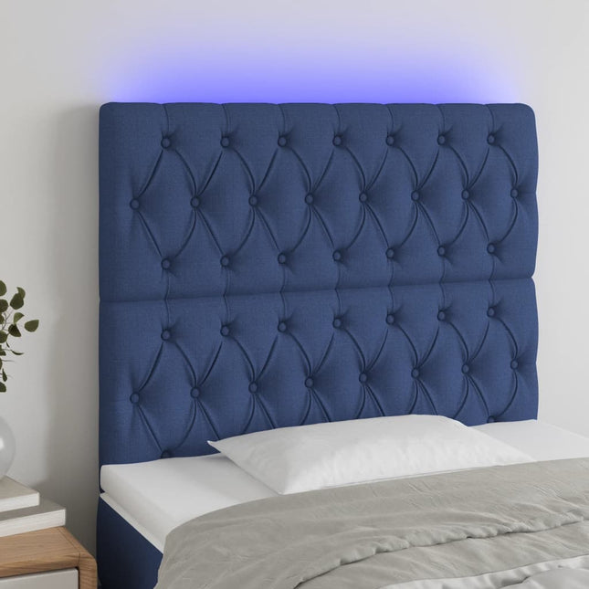 Hoofdbord Led Stof 90 x 7 x 118/128 cm Blauw