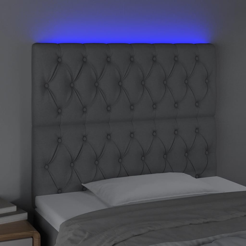 Hoofdbord Led Stof 100 x 7 x 118/128 cm Lichtgrijs