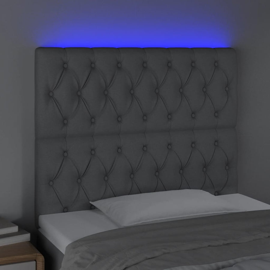 Hoofdbord Led Stof 100 x 7 x 118/128 cm Lichtgrijs