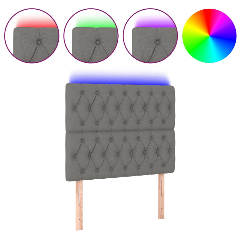 Hoofdbord Led Stof 100 x 7 x 118/128 cm Donkergrijs