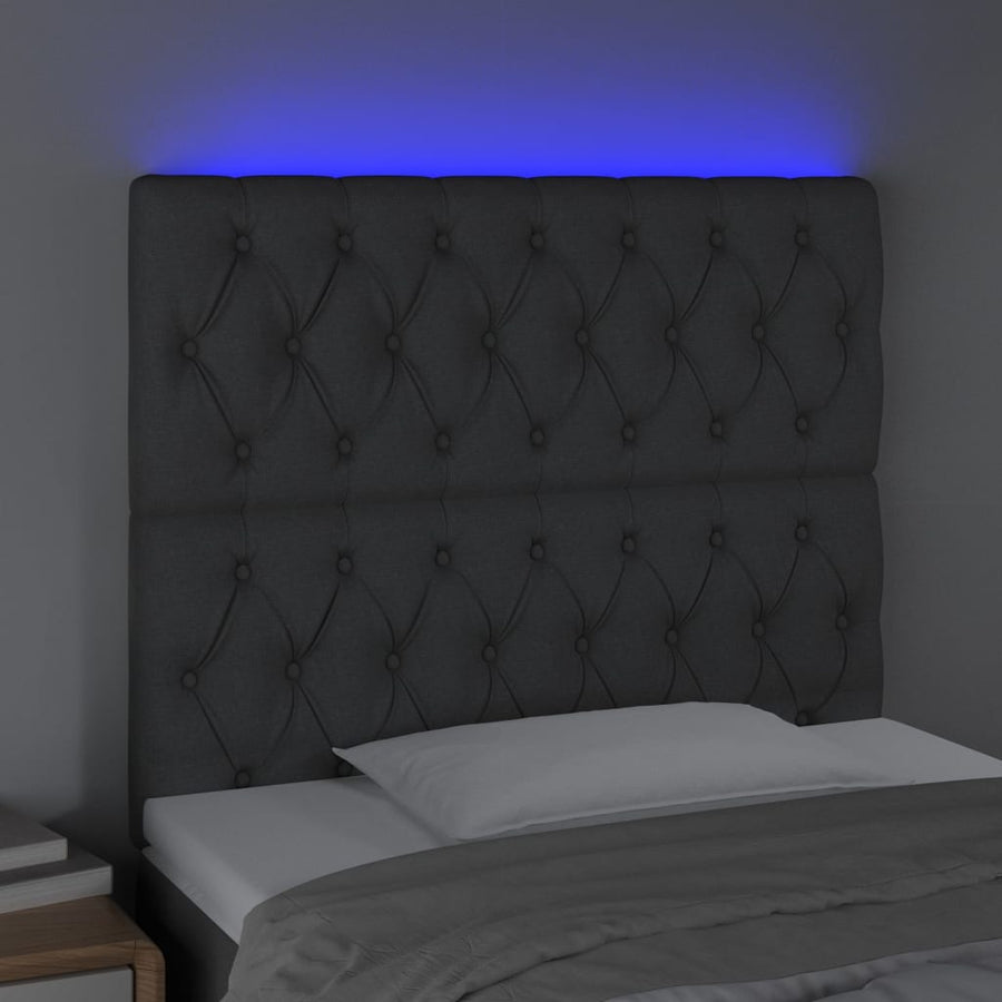 Hoofdbord Led Stof 100 x 7 x 118/128 cm Donkergrijs