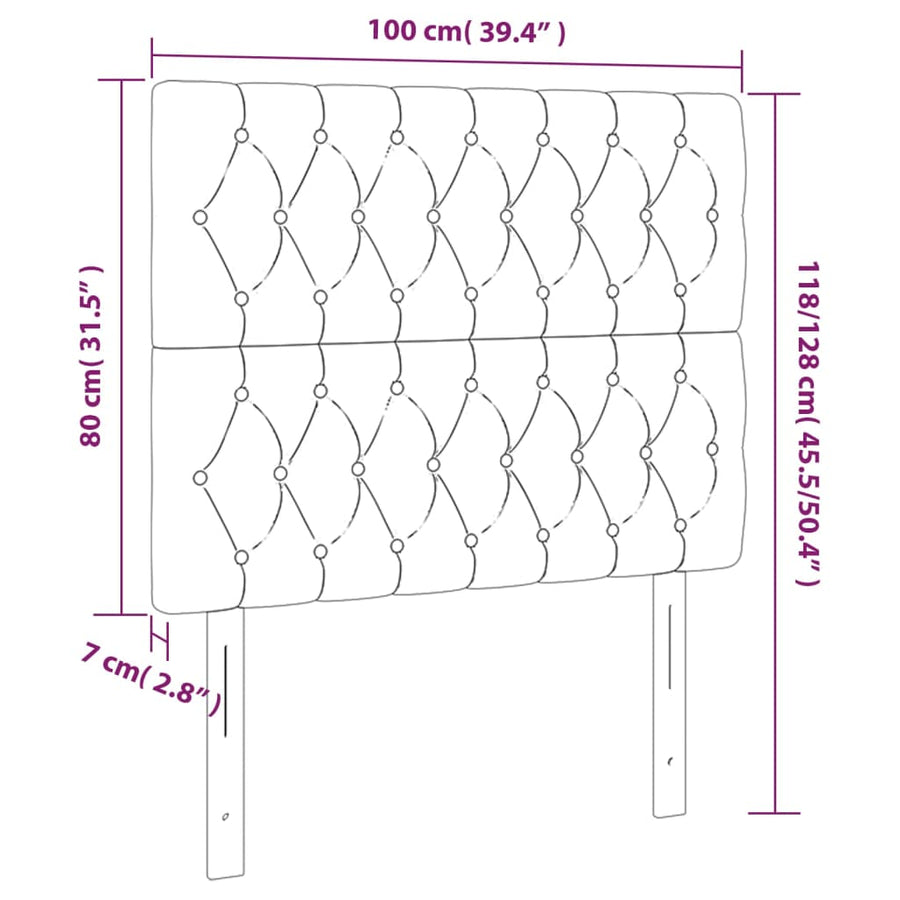 Hoofdbord Led Stof 100 x 7 x 118/128 cm Zwart