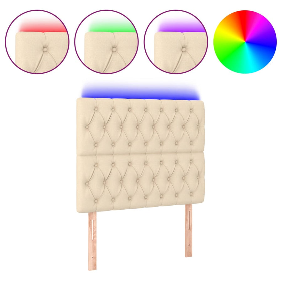 Hoofdbord Led Stof Kleurig 100 x 7 x 118/128 cm Crème