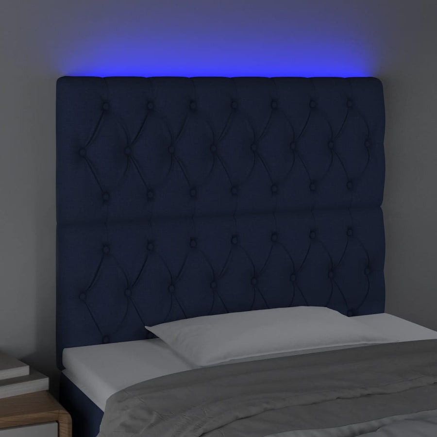 Hoofdbord Led Stof 100 x 7 x 118/128 cm Blauw