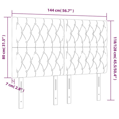 Hoofdbord Led Stof 144 x 7 x 118/128 cm Donkergrijs