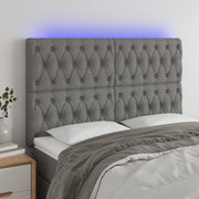 Hoofdbord LED 144x7x118/128 cm stof donkergrijs