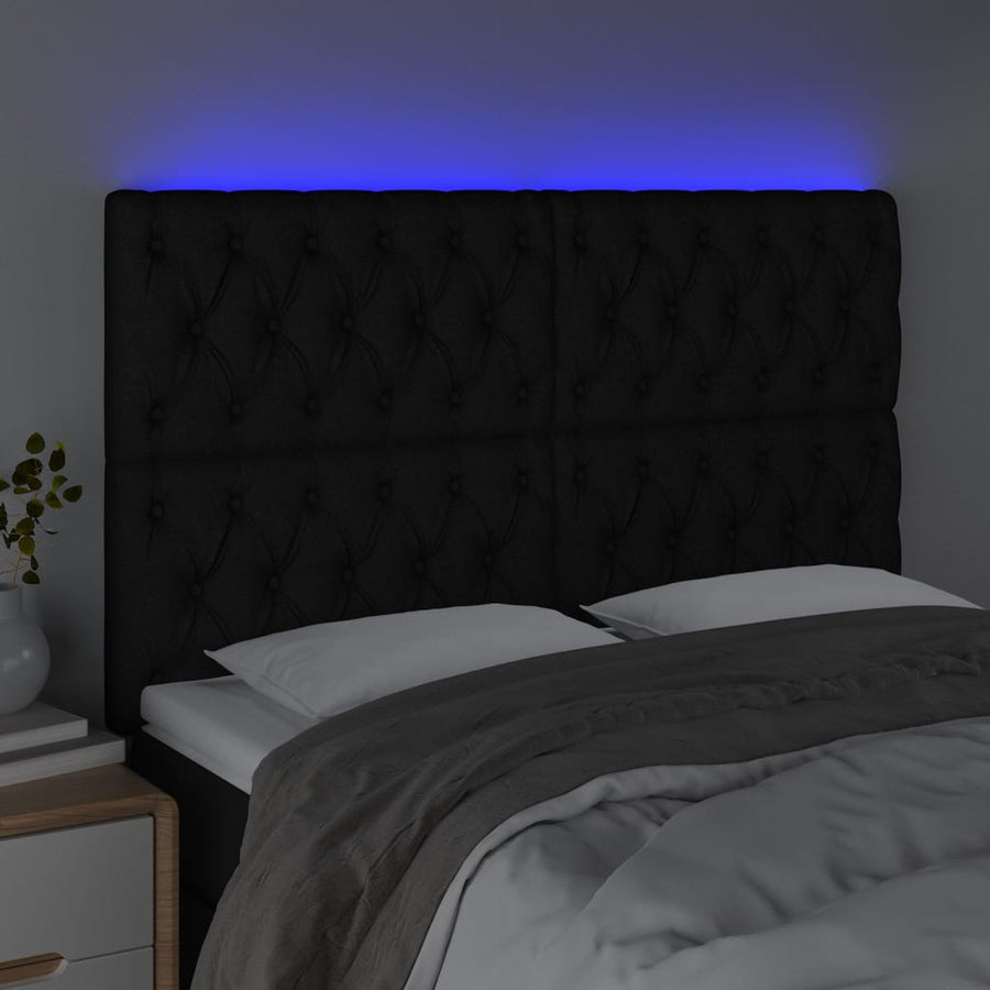 Hoofdbord Led Stof 144 x 7 x 118/128 cm Zwart