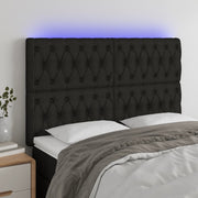 Hoofdbord 144x7x118/128 cm stof zwart LED