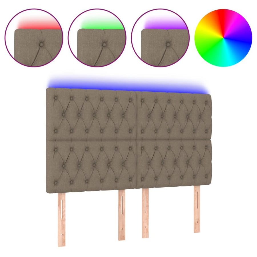 Hoofdbord Led Stof 144 x 7 x 118/128 cm Taupe