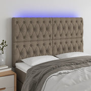 Hoofdbord 144x7x118/128 cm stof taupe LED