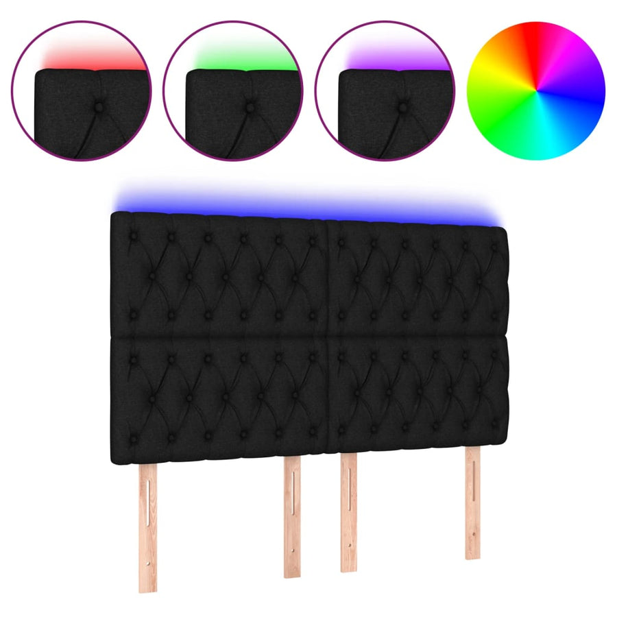 Hoofdbord Led Stof 160 x 7 x 118/128 cm Zwart