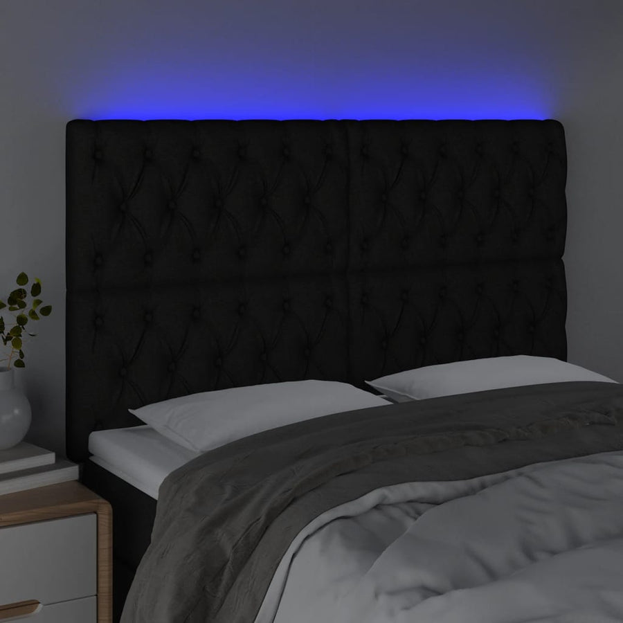 Hoofdbord Led Stof 160 x 7 x 118/128 cm Zwart