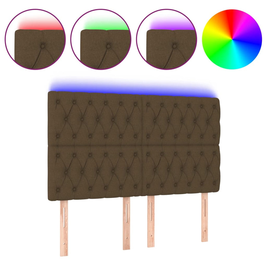 Hoofdbord Led Stof 160 x 7 x 118/128 cm Donkerbruin