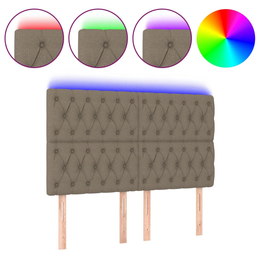 Hoofdbord Led Stof 160 x 7 x 118/128 cm Taupe