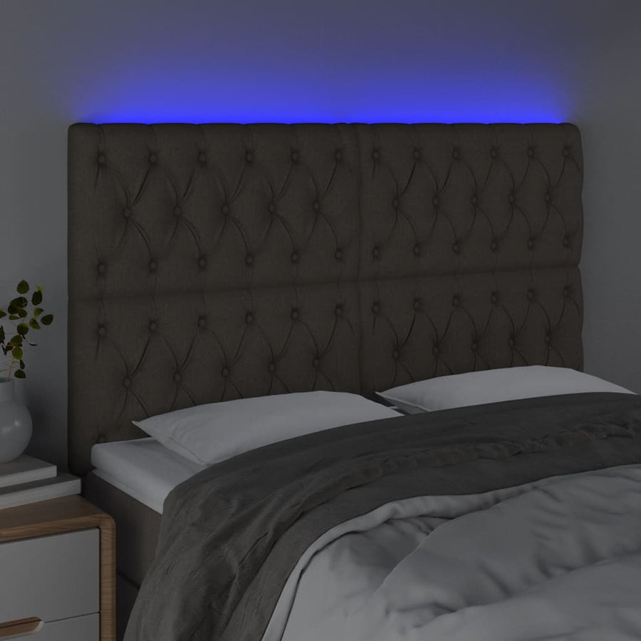 Hoofdbord Led Stof 160 x 7 x 118/128 cm Taupe