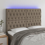 Hoofdbord 160x7x118/128 cm stof taupe LED