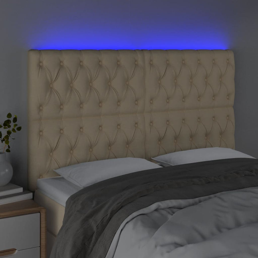Hoofdbord Led Stof Kleurig 160 x 7 x 118/128 cm Crème