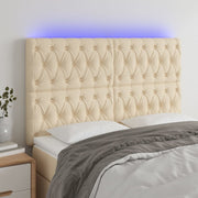 Hoofdbord LED 160x7x118/128 cm stof crèmekleurig