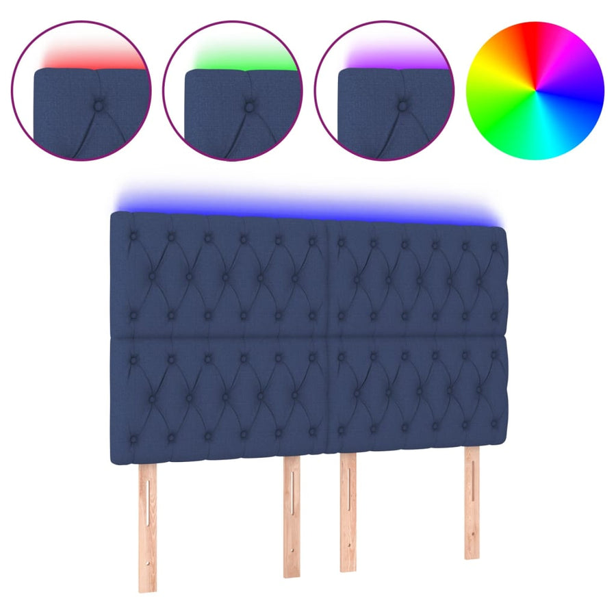 Hoofdbord Led Stof 160 x 7 x 118/128 cm Blauw