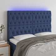 Hoofdbord 160x7x118/128 cm stof blauw LED