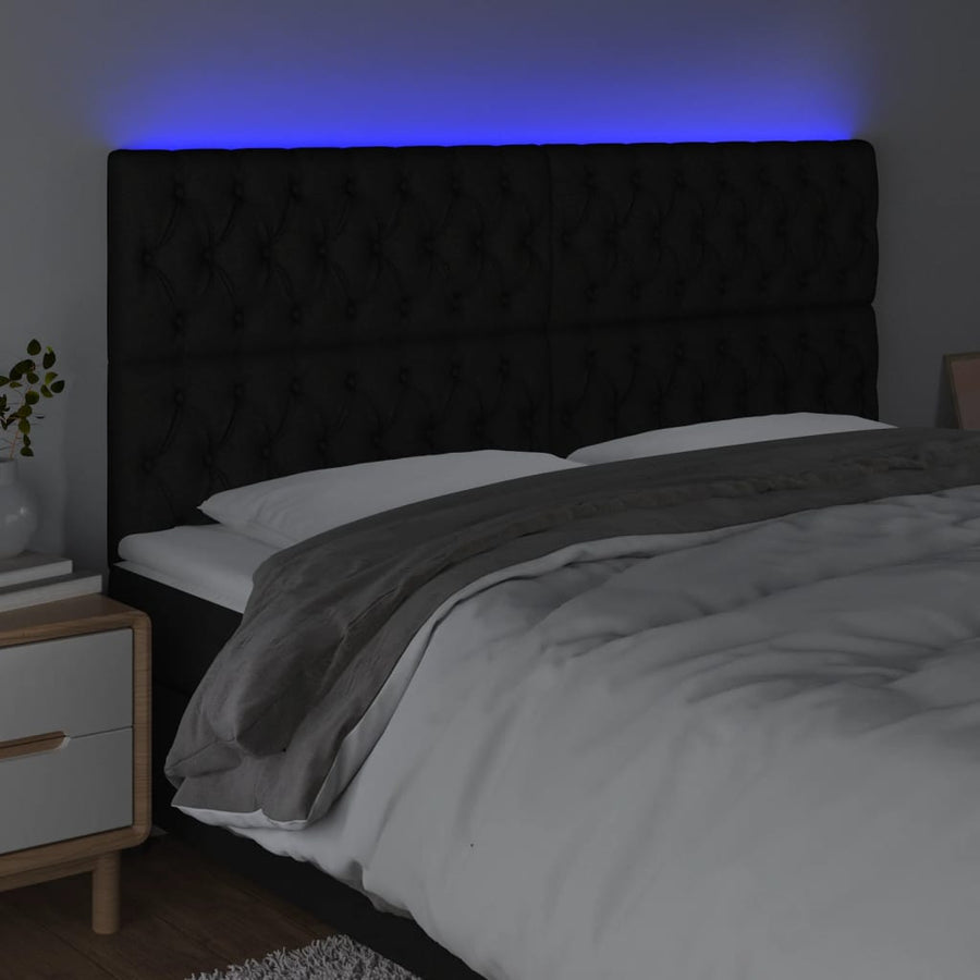 Hoofdbord Led Stof 180 x 7 x 118/128 cm Zwart