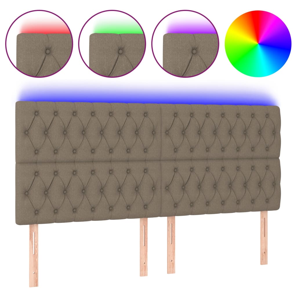 Hoofdbord Led Stof 180 x 7 x 118/128 cm Taupe