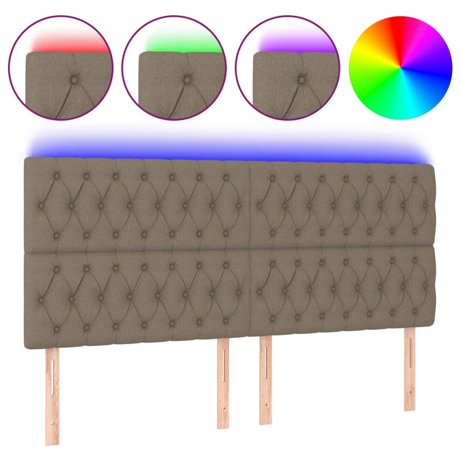 Hoofdbord Led Stof 180 x 7 x 118/128 cm Taupe