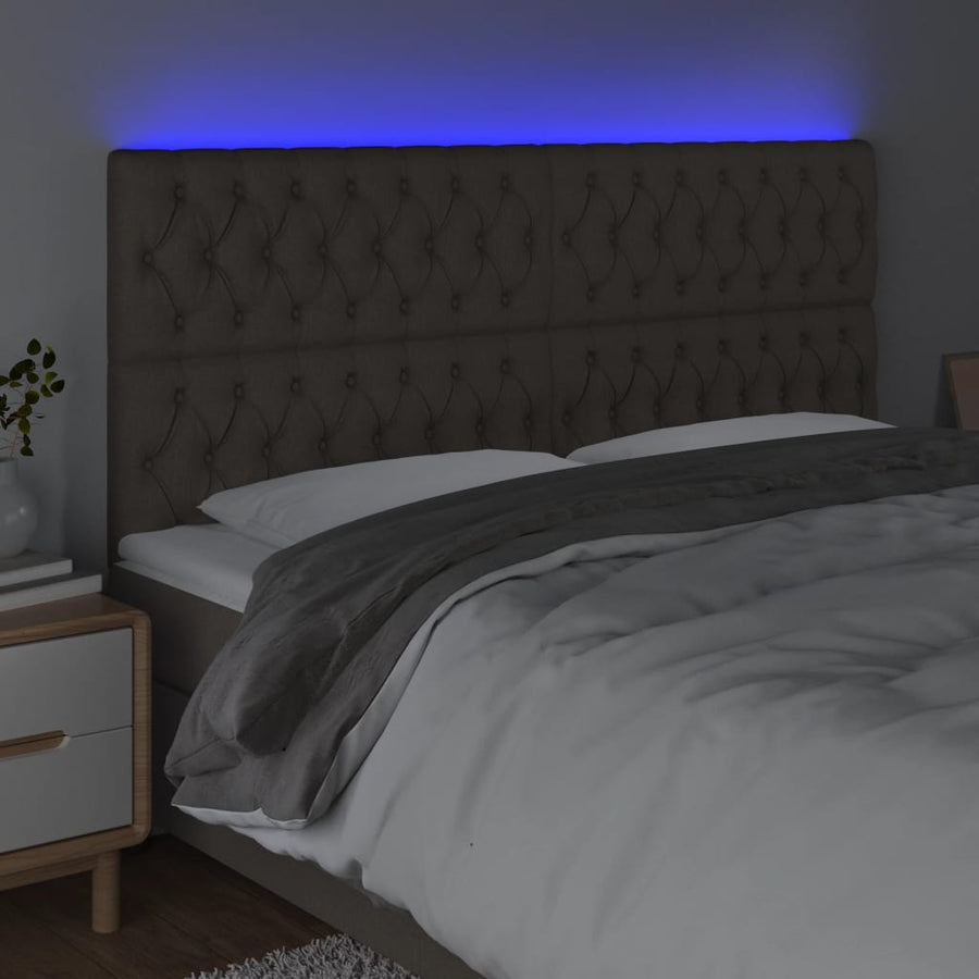 Hoofdbord Led Stof 180 x 7 x 118/128 cm Taupe