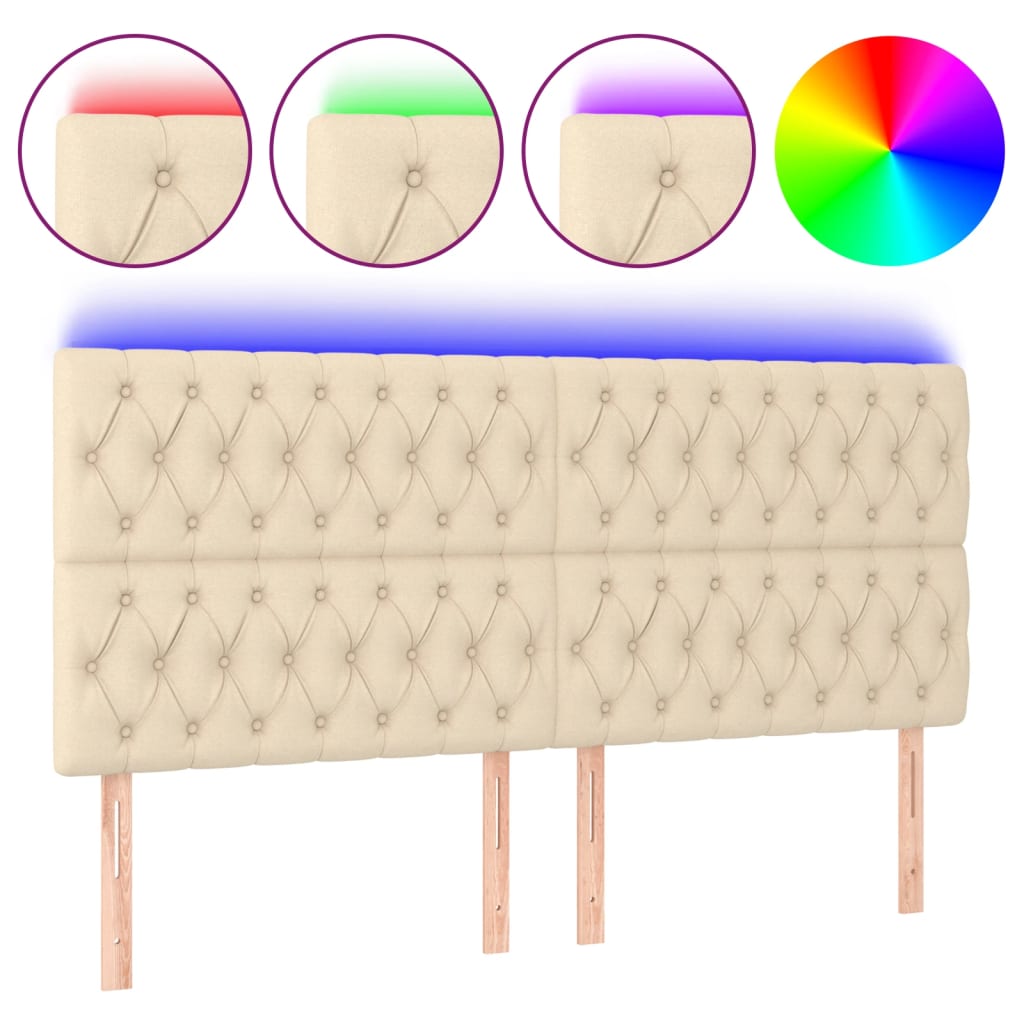 Hoofdbord Led Stof Kleurig Crème 180 x 7 x 118/128 cm