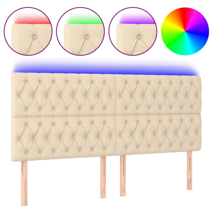 Hoofdbord Led Stof Kleurig Crème 180 x 7 x 118/128 cm