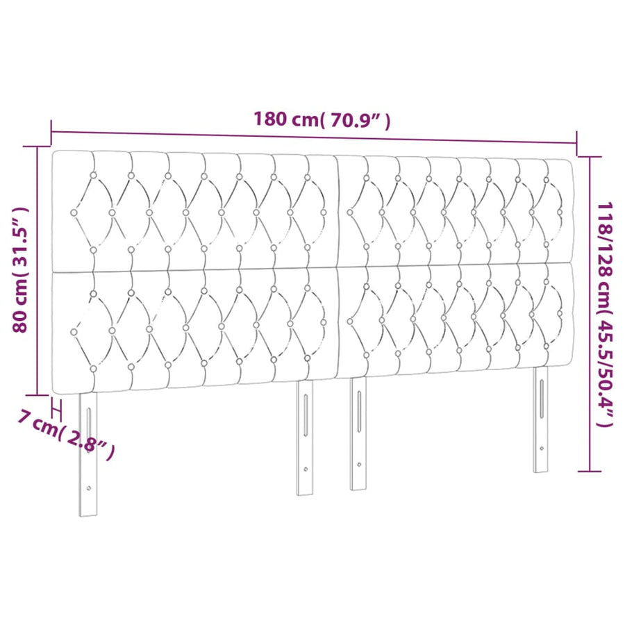 Hoofdbord Led Stof Kleurig Crème 180 x 7 x 118/128 cm