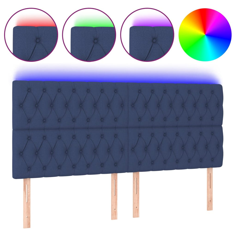 Hoofdbord Led Stof 180 x 7 x 118/128 cm Blauw