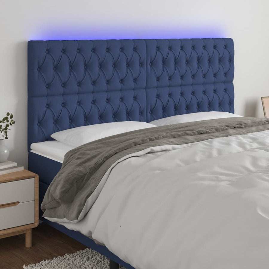 Hoofdbord Led Stof 180 x 7 x 118/128 cm Blauw