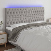 Hoofdbord LED 200x7x118/128 cm lichtgrijs stof