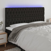Hoofdbord 200x7x118/128 cm stof zwart LED