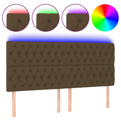Hoofdbord Led Stof 200 x 7 x 118/128 cm Donkerbruin
